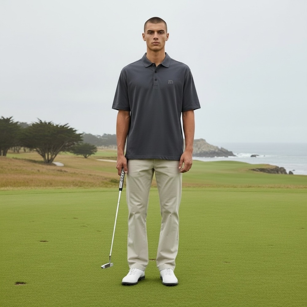 Travis Mathew Men's Short Sleeve Collared Golf Polo‎ Shirt Charcoal Size XL
